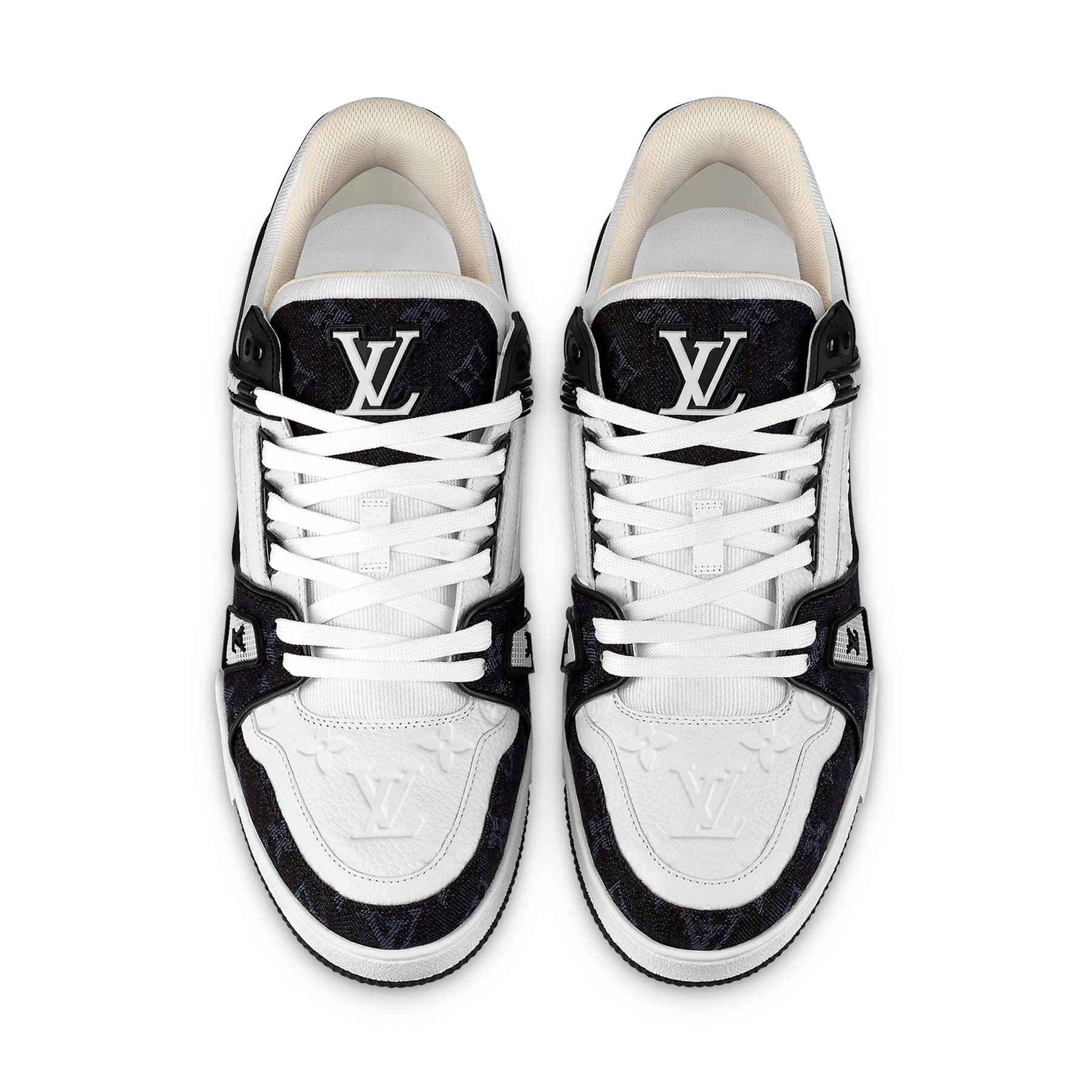Louis Vuitton LV Trainer White Black White — UK 1 — Back View