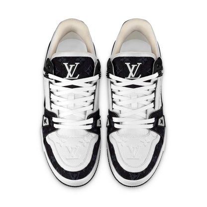 Louis Vuitton LV Trainer White Black White — UK 1 — Back View