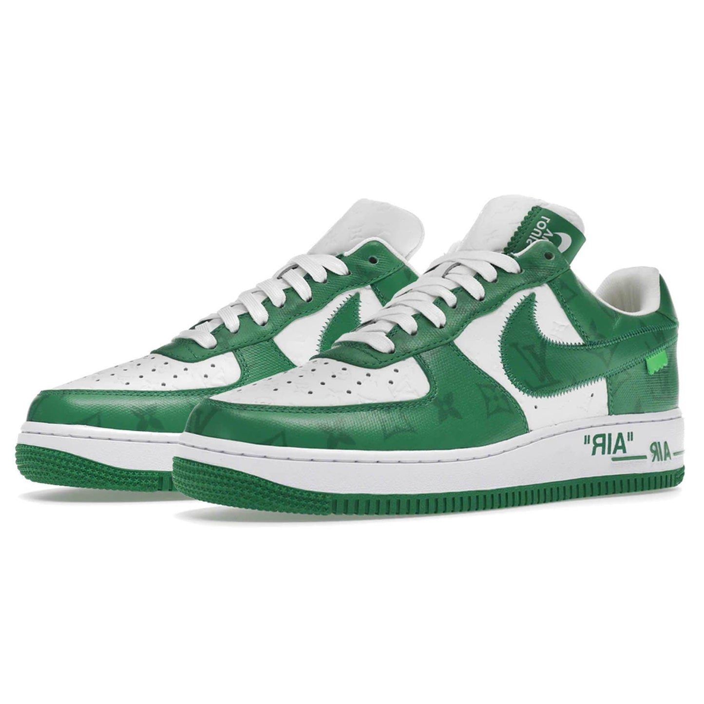 Louis Vuitton Nike Air Force 1 Low By Virgil Abloh White Green — UK 3 | EU 35.5 | US 3.5 — Side View