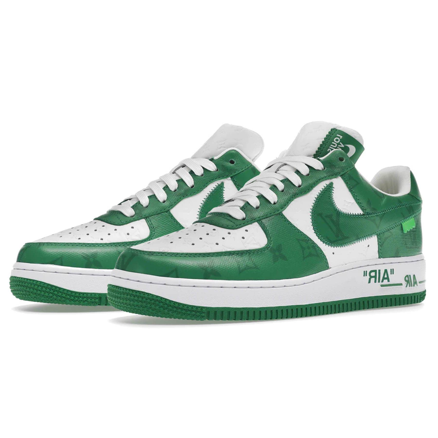 Louis Vuitton Nike Air Force 1 Low By Virgil Abloh White Green — UK 3 | EU 35.5 | US 3.5 — Side View