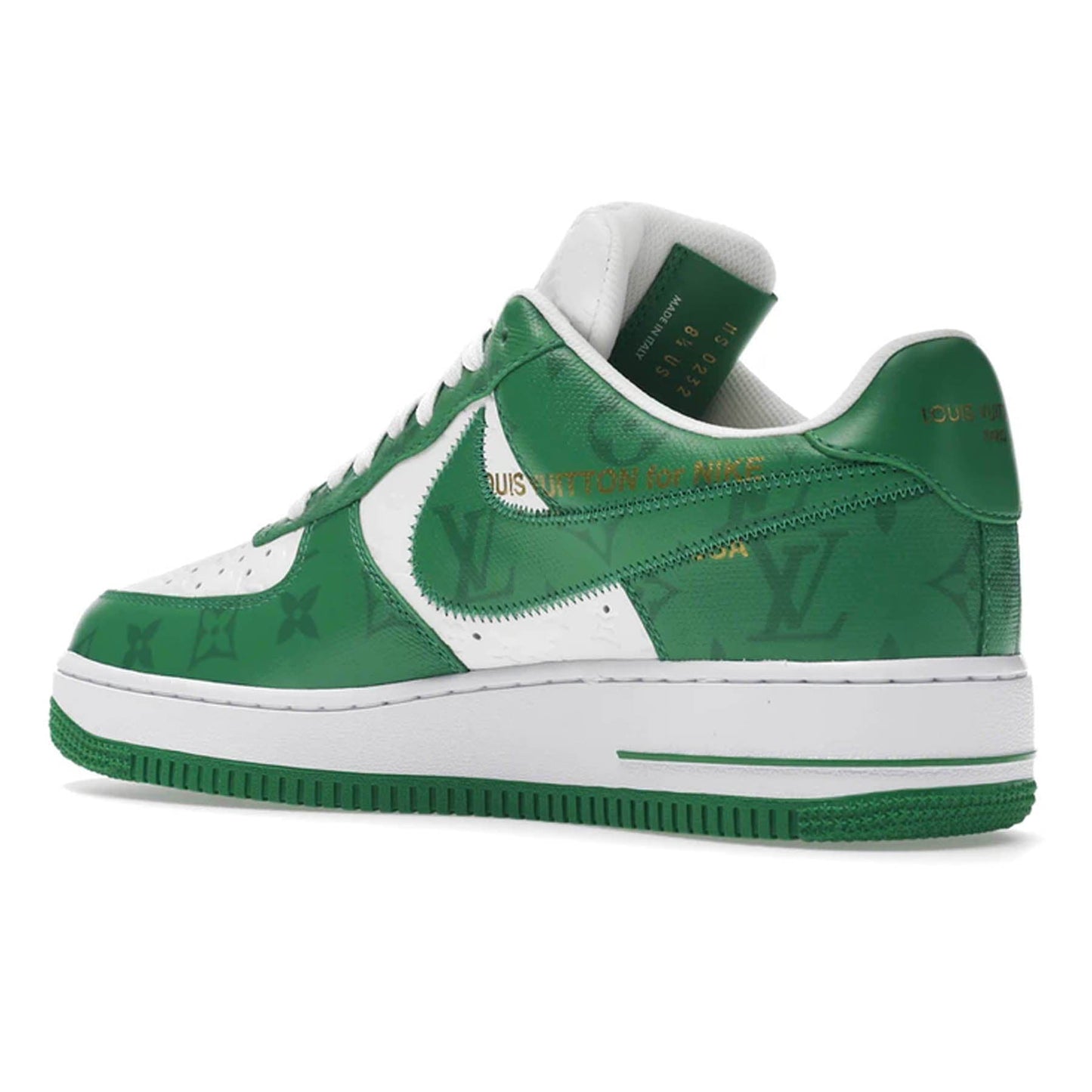 Louis Vuitton Nike Air Force 1 Low By Virgil Abloh White Green — UK 3 | EU 35.5 | US 3.5 — Back View