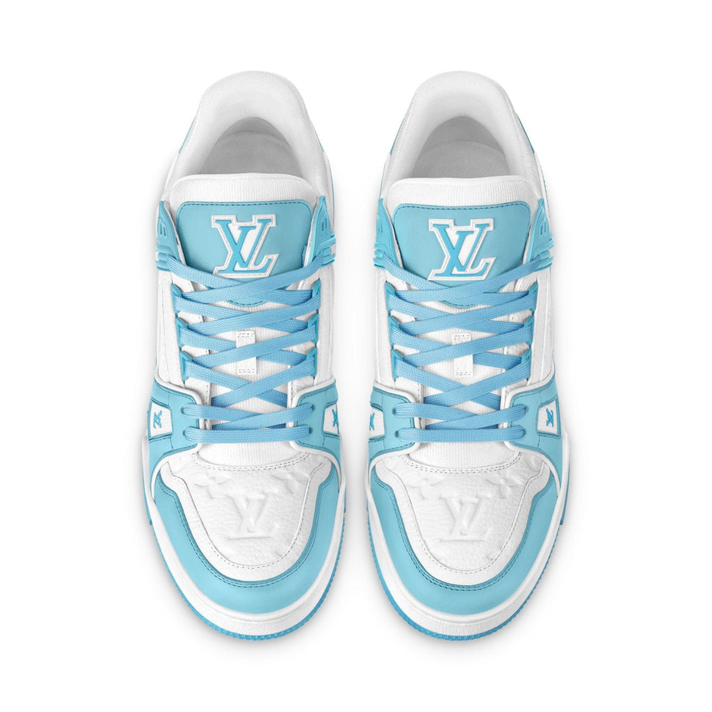 Louis Vuitton Trainer Low White Sky Blue — UK 1 — Side View
