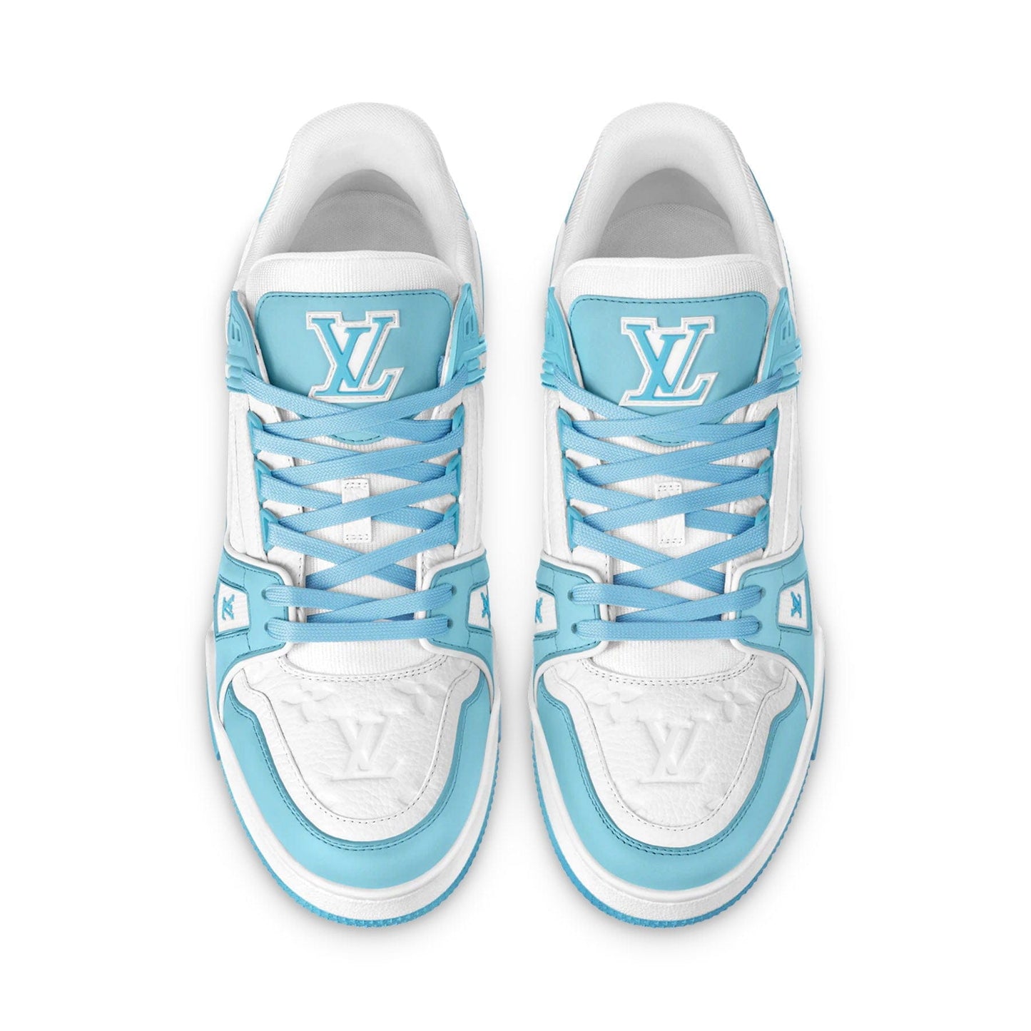 Louis Vuitton Trainer Low White Sky Blue — UK 1 — Side View