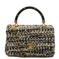 Chanel Top Handle Coco Top Handle in Black, Fabric — Front View