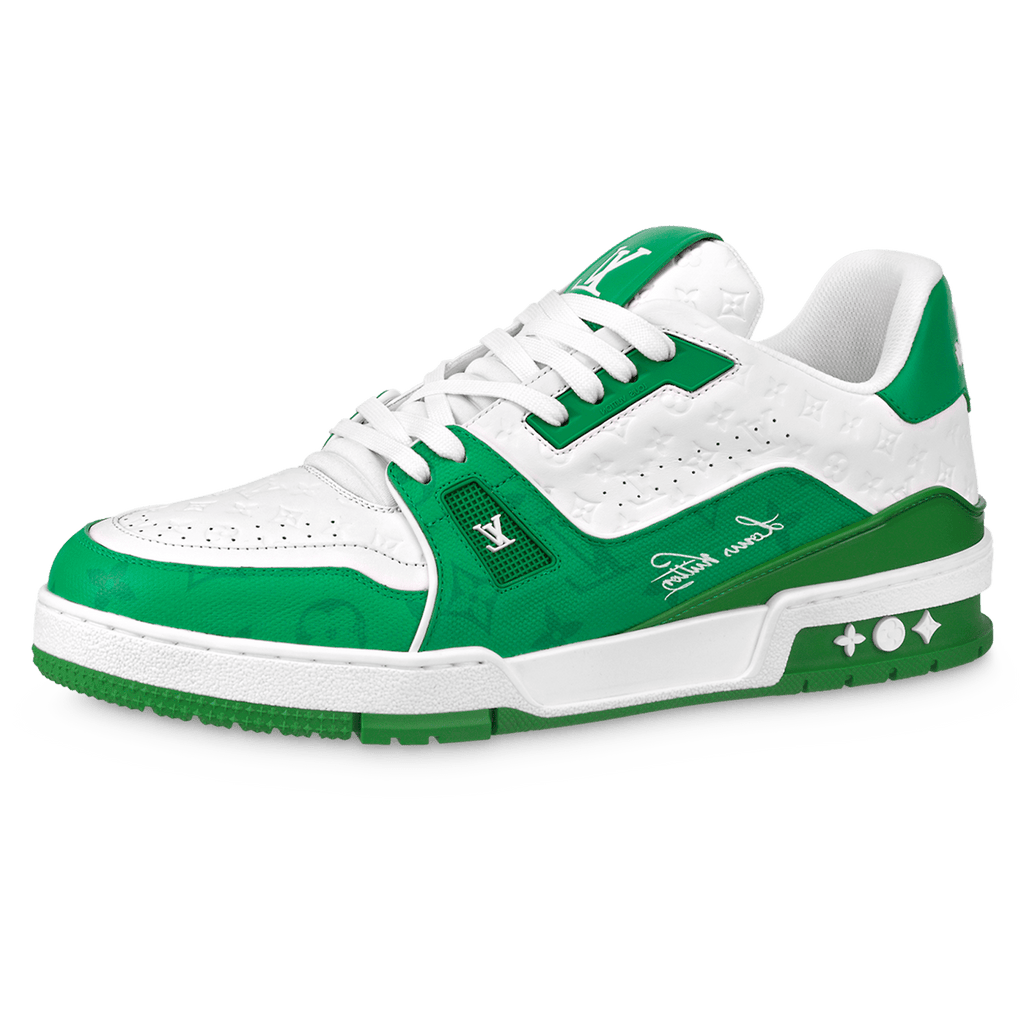 Louis Vuitton Trainer Low White Green — UK 1 — Front View