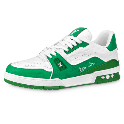 Louis Vuitton Trainer Low White Green — UK 1 — Front View