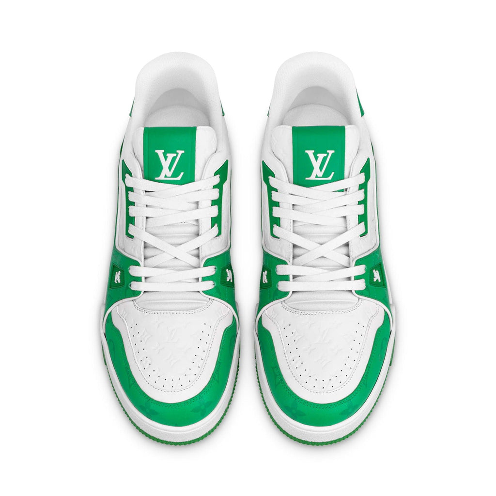 Louis Vuitton Trainer Low White Green — UK 1 — Side View