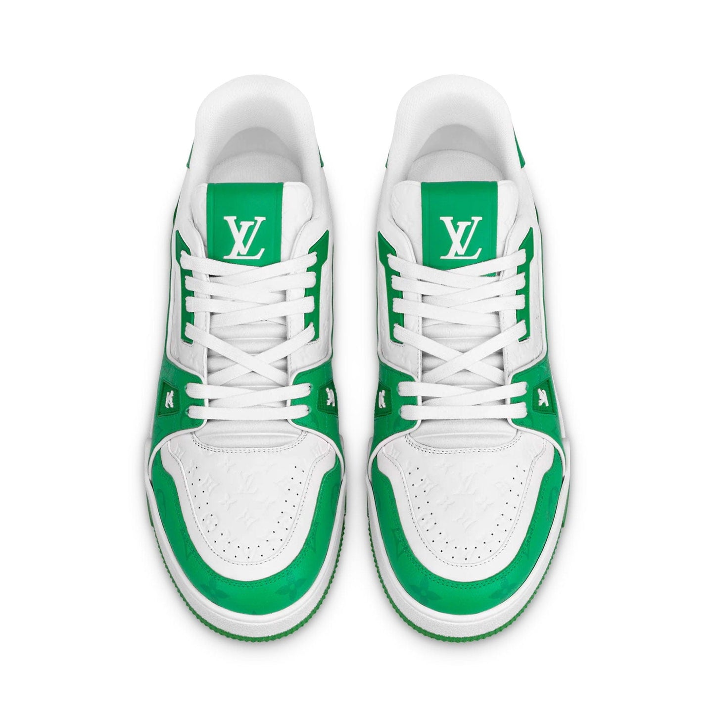 Louis Vuitton Trainer Low White Green — UK 1 — Side View