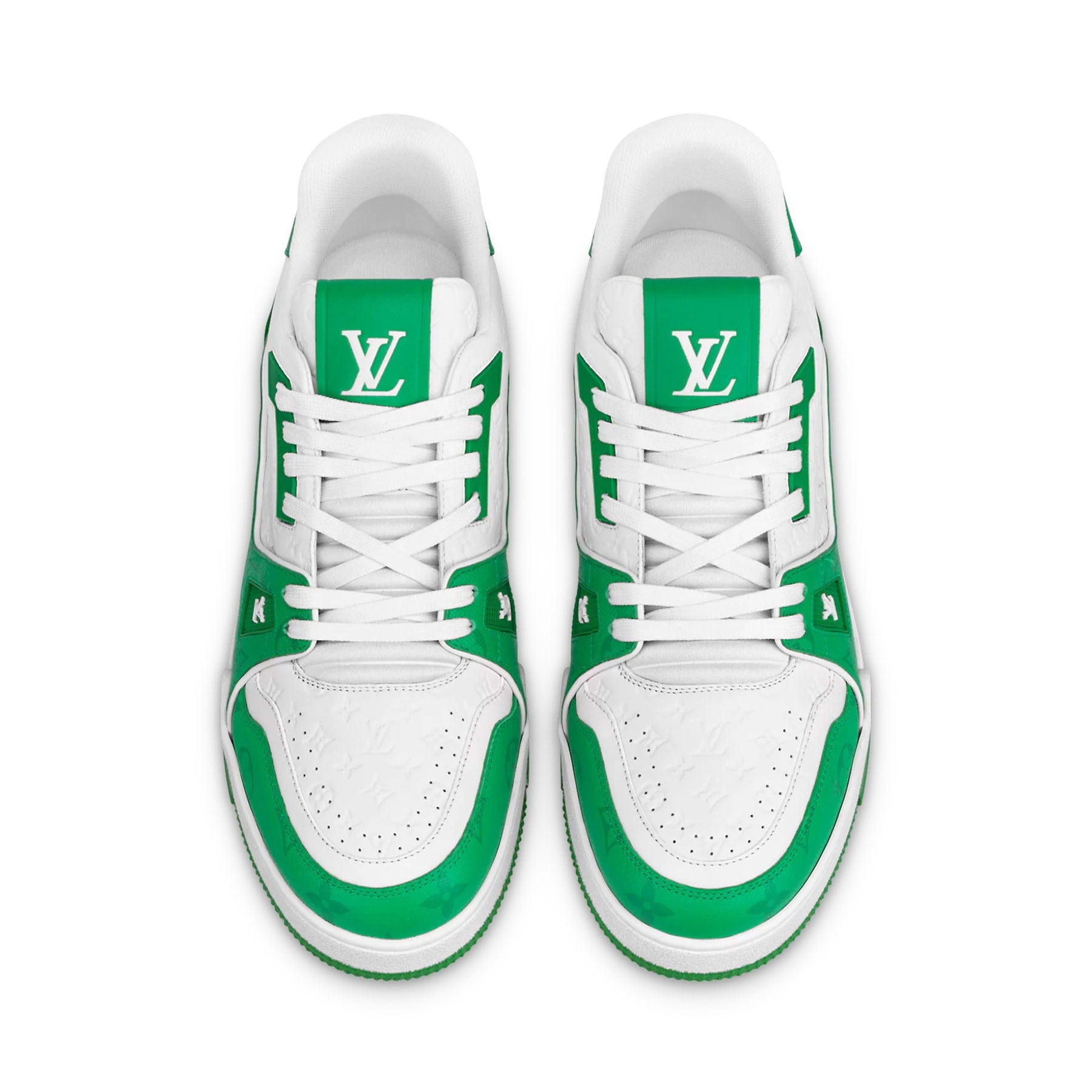 Louis Vuitton Trainer Low White Green — UK 1 — Side View