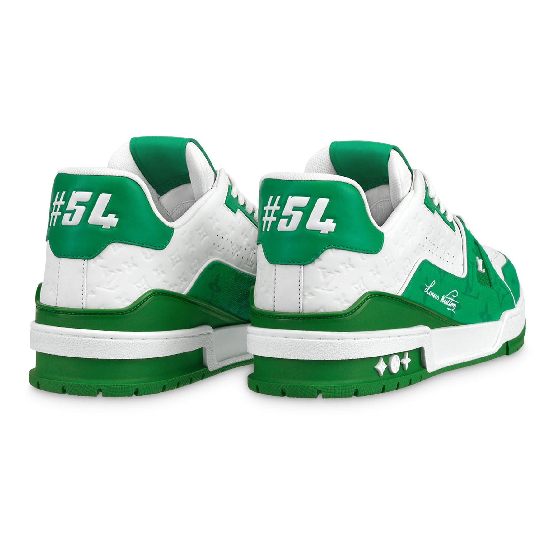 Louis Vuitton Trainer Low White Green — UK 1 — Back View