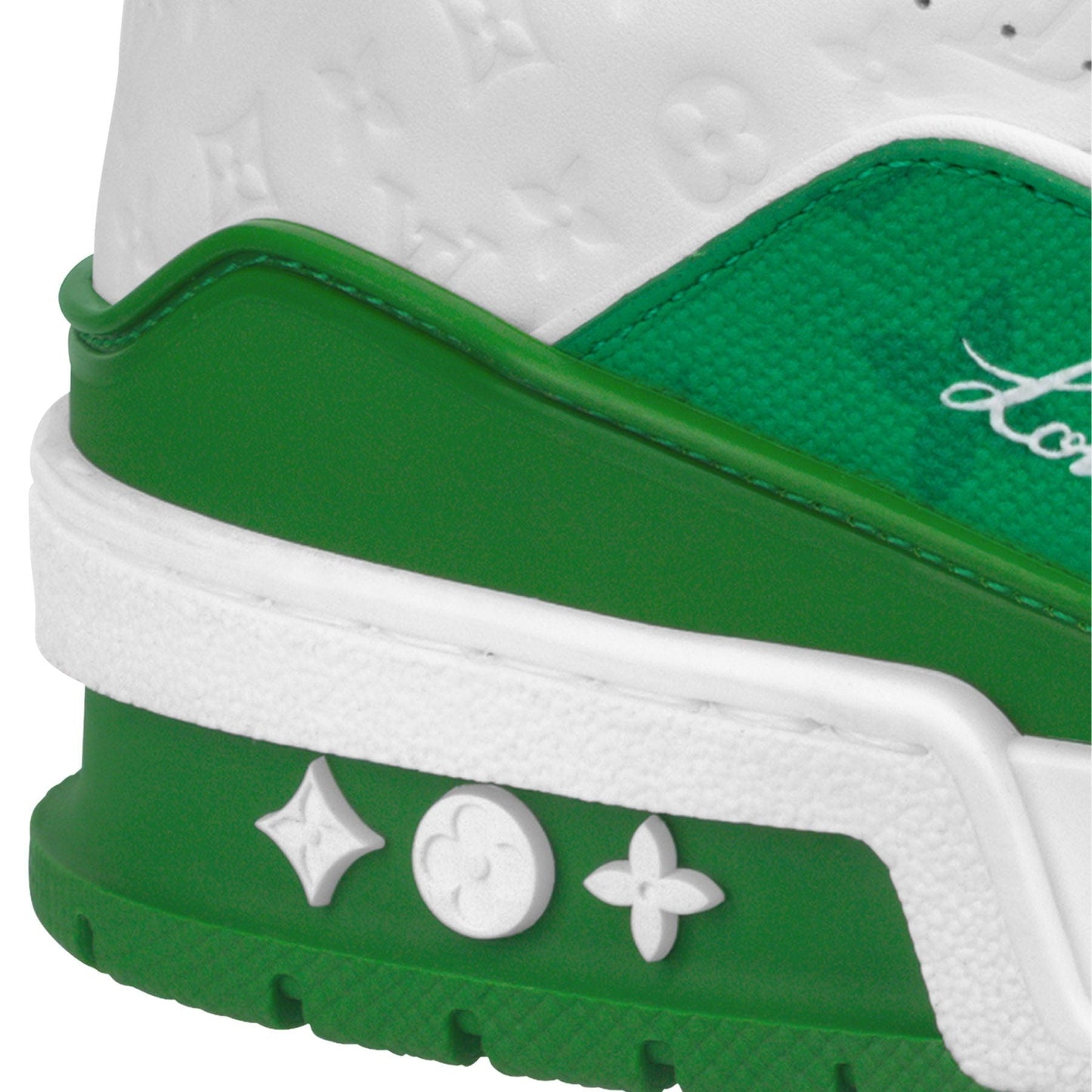 Louis Vuitton Trainer Low White Green — UK 1 — Detail View
