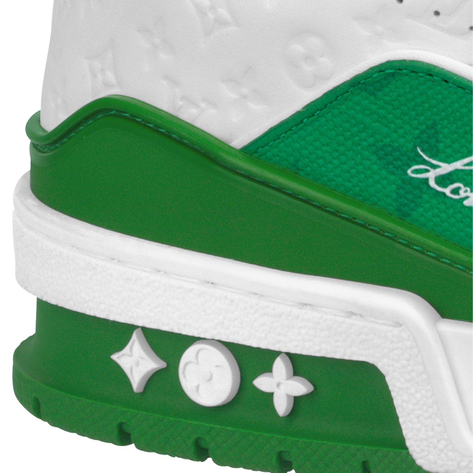Louis Vuitton Trainer Low White Green — UK 1 — Detail View
