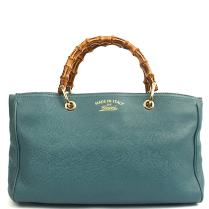 Gucci Tote Bamboo Shopper Tote - Medium in Blue, Leather — Front View