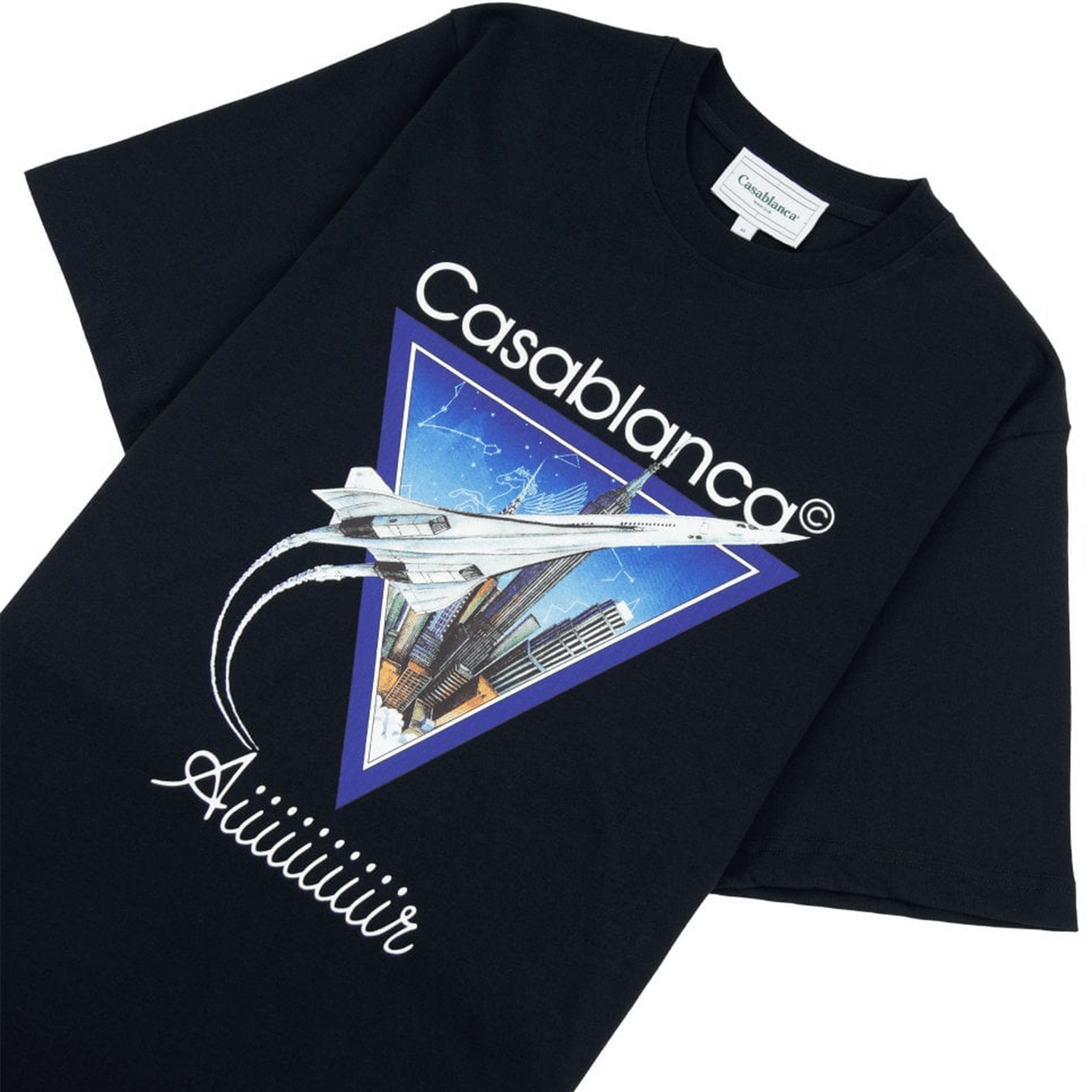 Casablanca 'Aiiiiiir' Printed T Shirt 'Navy' — XXS — Side View