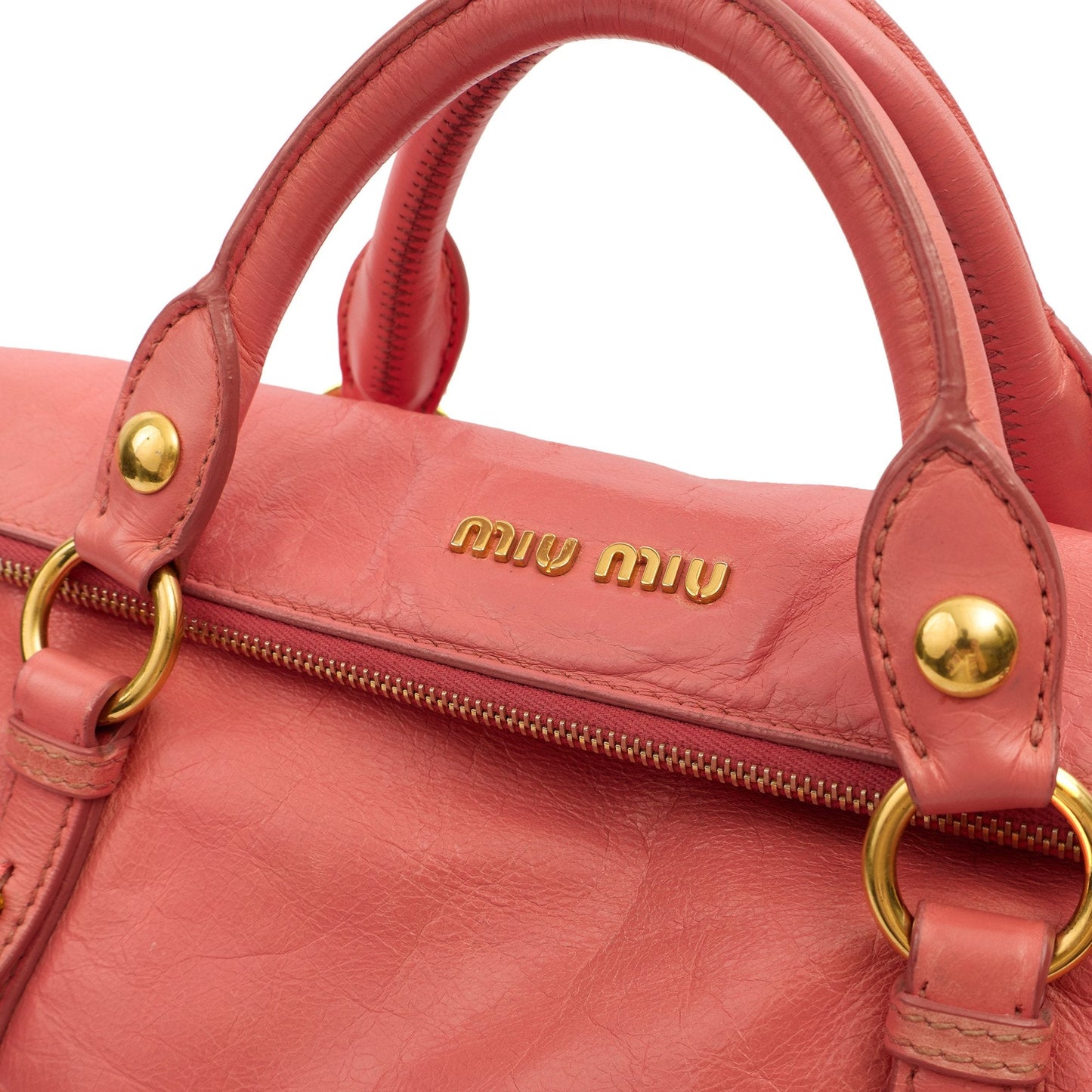 Miu Miu Shoulder Bag Vitello Lux Satchel in Pink, Leather — Alternate View 12