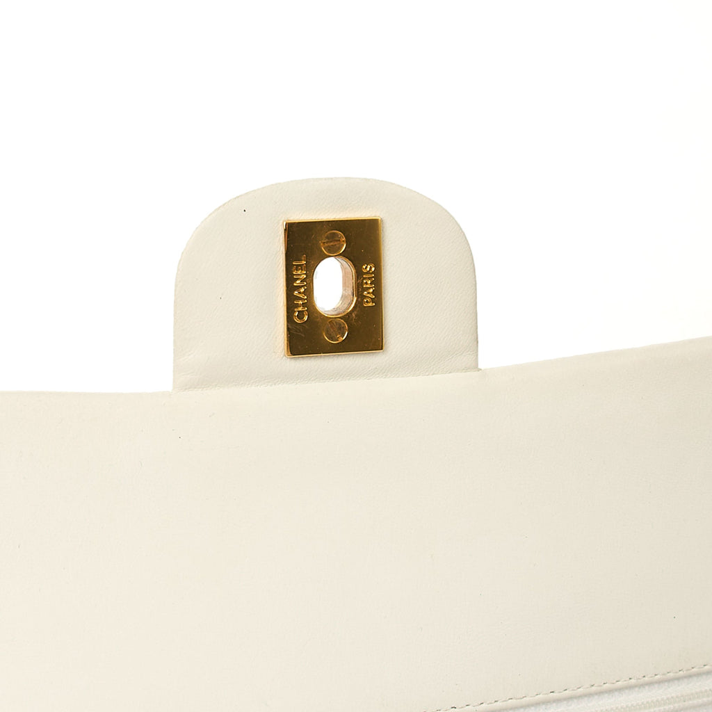 Classic Double Flap- Medium in White, Calfskin Leather With Gold Hardware — Alternate View 9