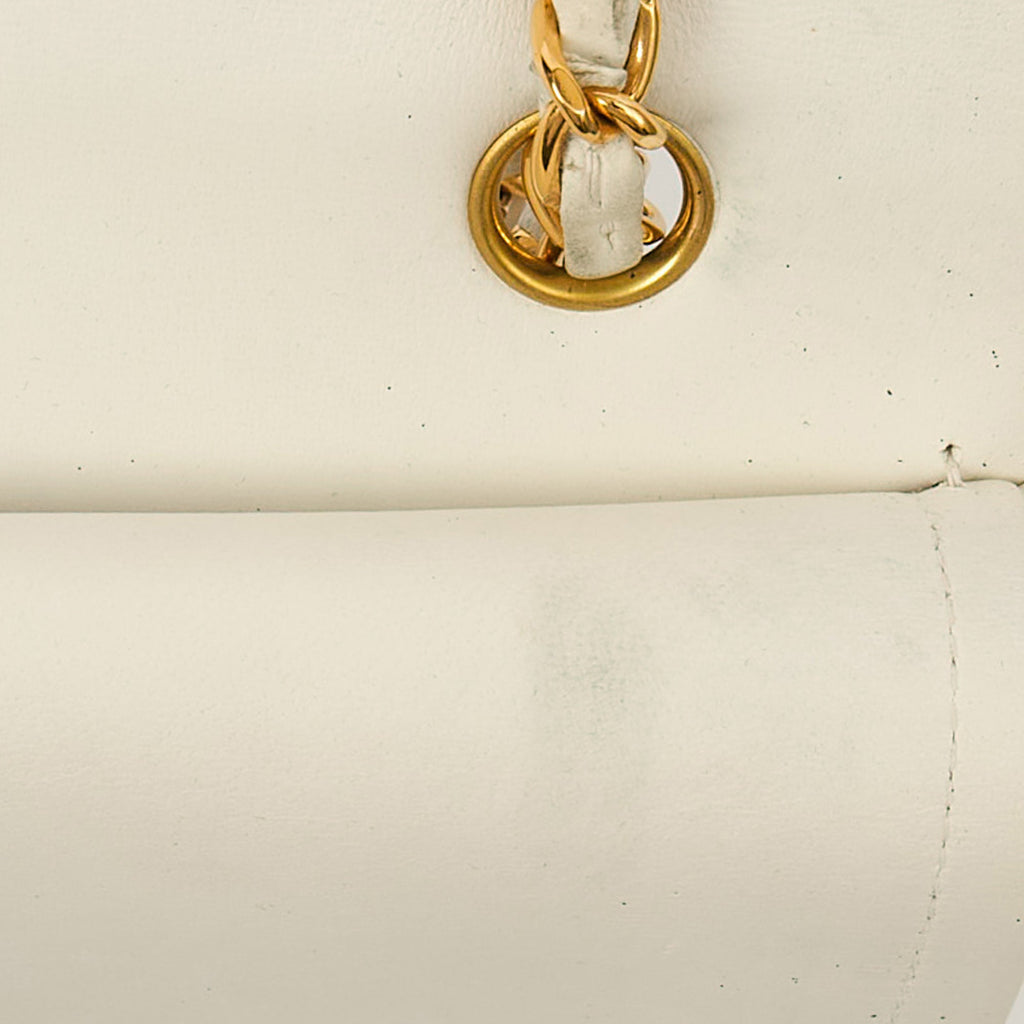 Classic Double Flap- Medium in White, Calfskin Leather With Gold Hardware — Alternate View 14