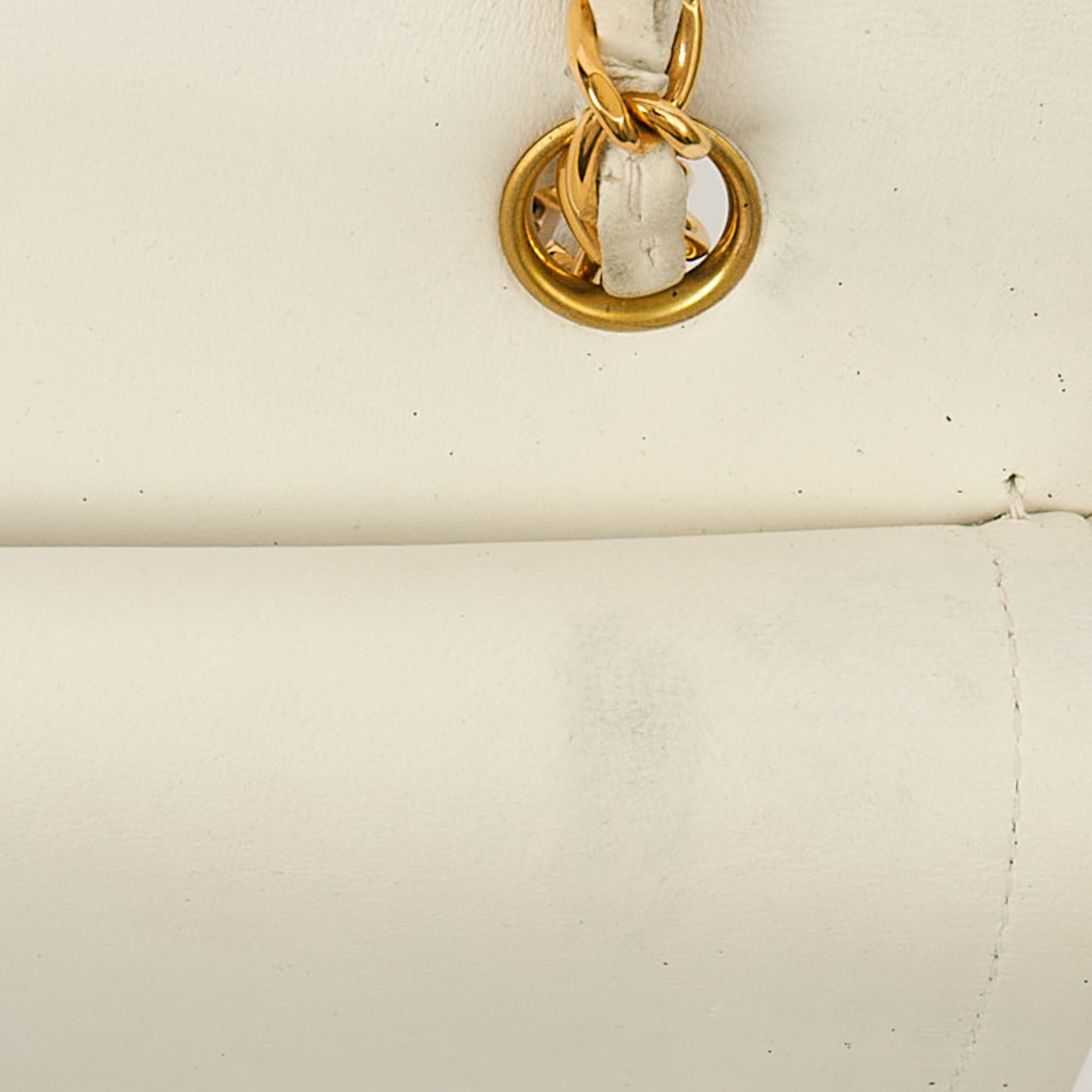 Classic Double Flap- Medium in White, Calfskin Leather With Gold Hardware — Alternate View 14
