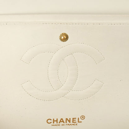 Classic Double Flap- Medium in White, Calfskin Leather With Gold Hardware — Alternate View 15