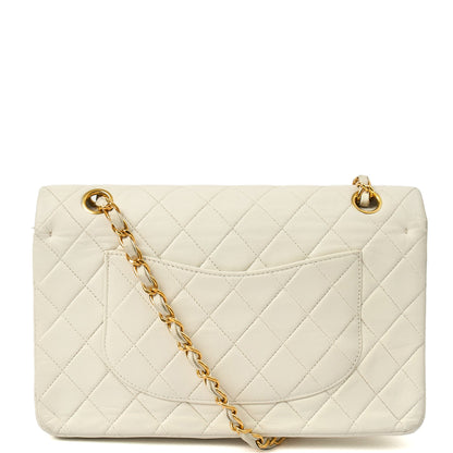 Classic Double Flap- Medium in White, Calfskin Leather With Gold Hardware — Top View