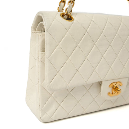 Classic Double Flap- Medium in White, Calfskin Leather With Gold Hardware — Alternate View 10