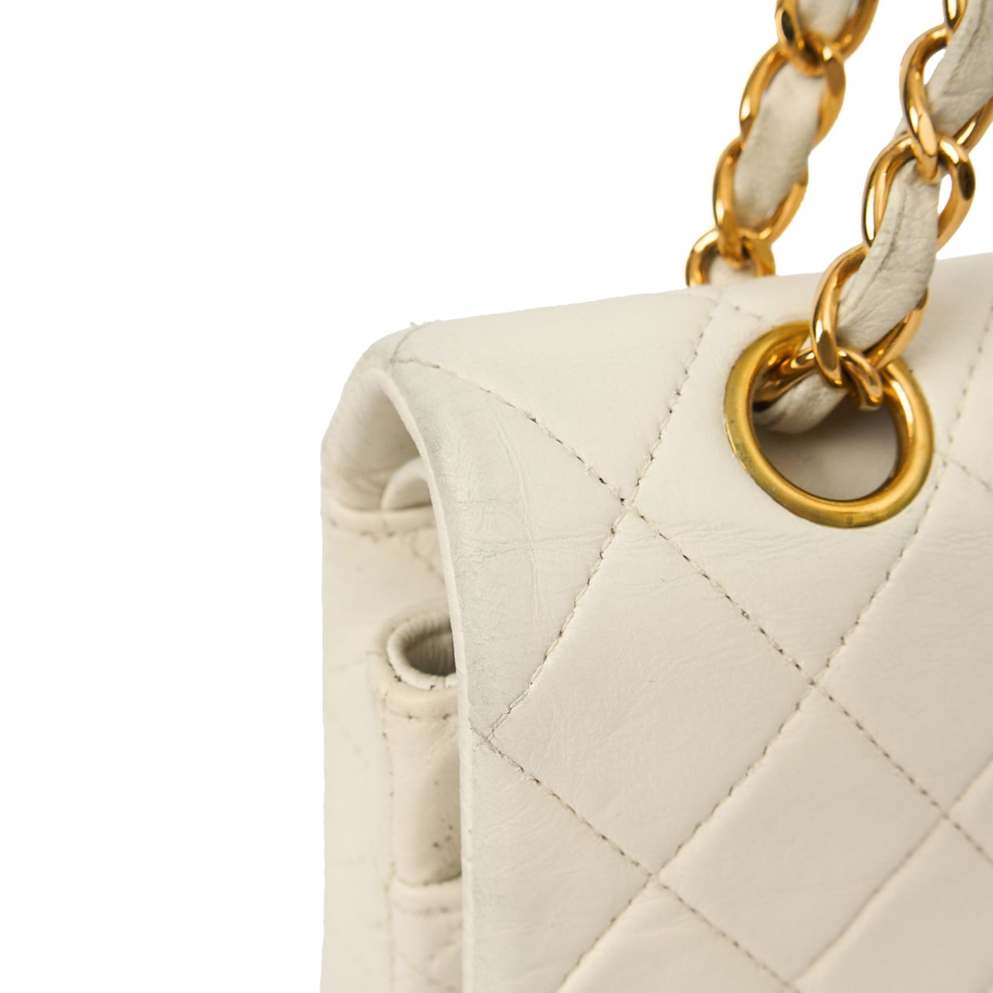 Classic Double Flap- Medium in White, Calfskin Leather With Gold Hardware — Alternate View 11