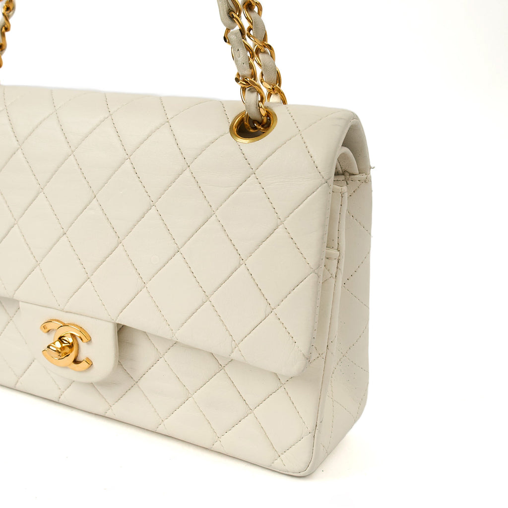 Classic Double Flap- Medium in White, Calfskin Leather With Gold Hardware — Alternate View 8