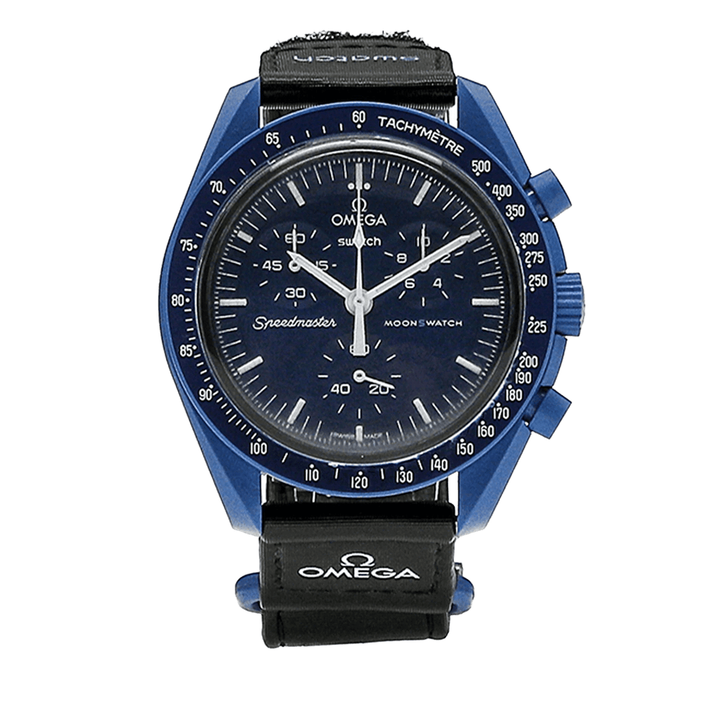 Swatch x Omega Bioceramic Moonswatch Mission to Neptune — Front View