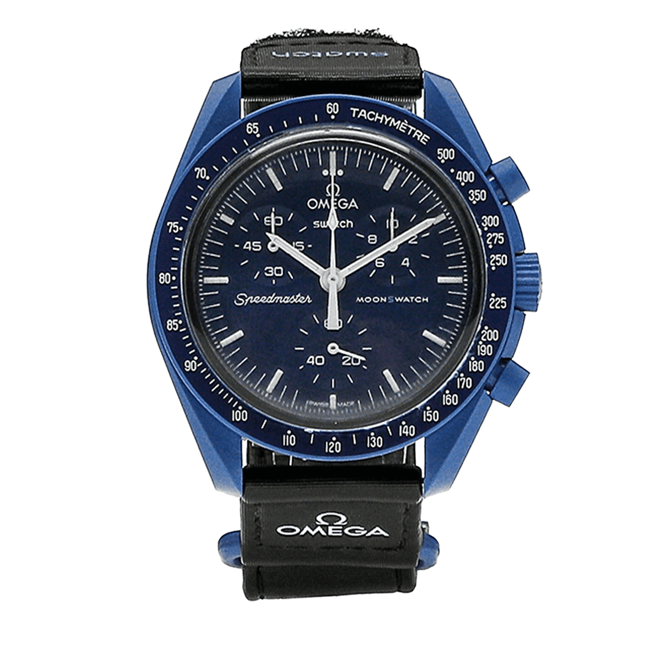 Swatch x Omega Bioceramic Moonswatch Mission to Neptune — Front View