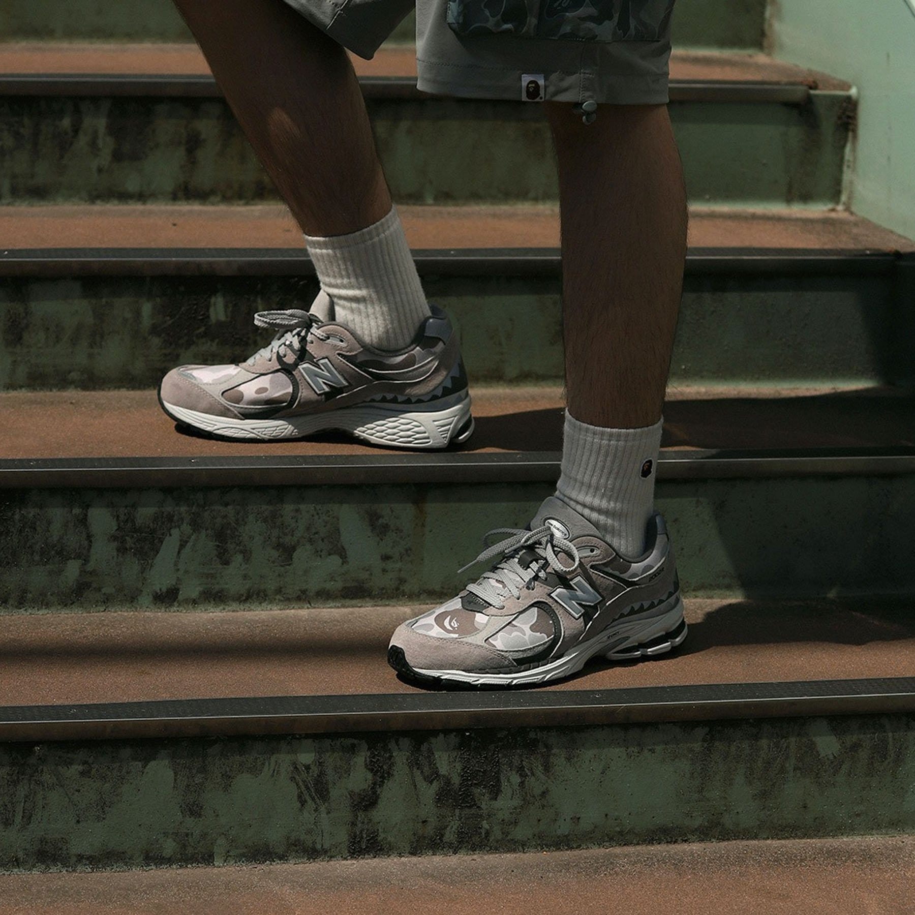 BAPE x 2002R 'Apes Together Strong - Grey Camo' — UK 3.5 | EU 36 | US 4 — Detail View