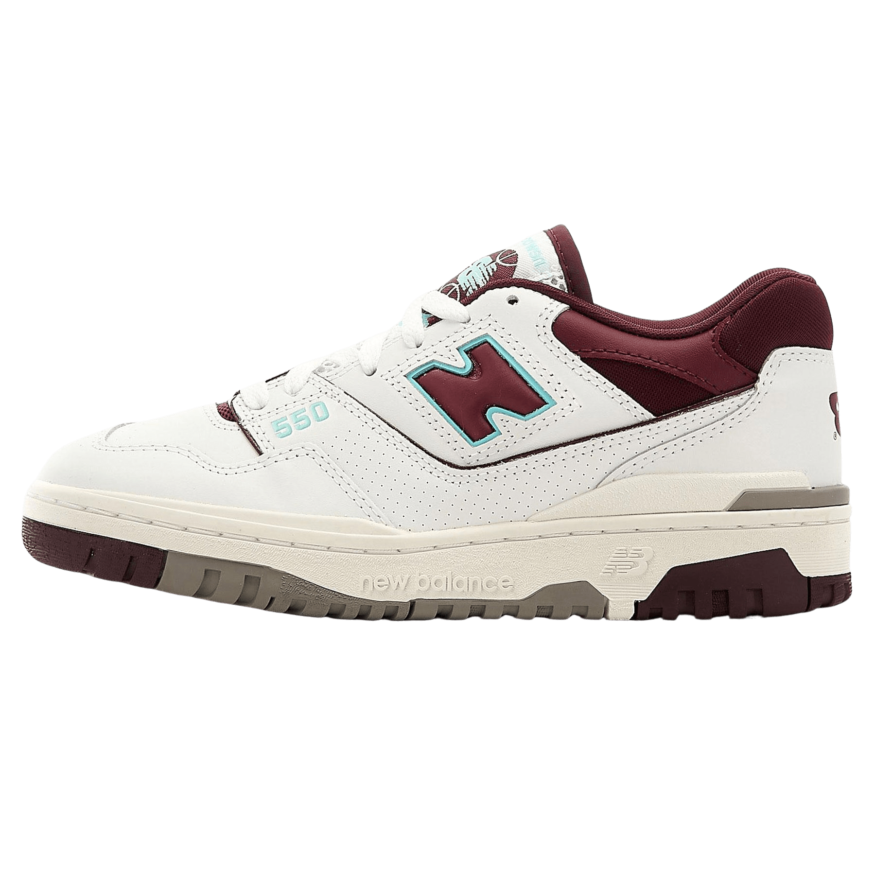 New Balance 550 'Burgundy Turquoise' — UK 3.5 | EU 36 | US 4 — Front View
