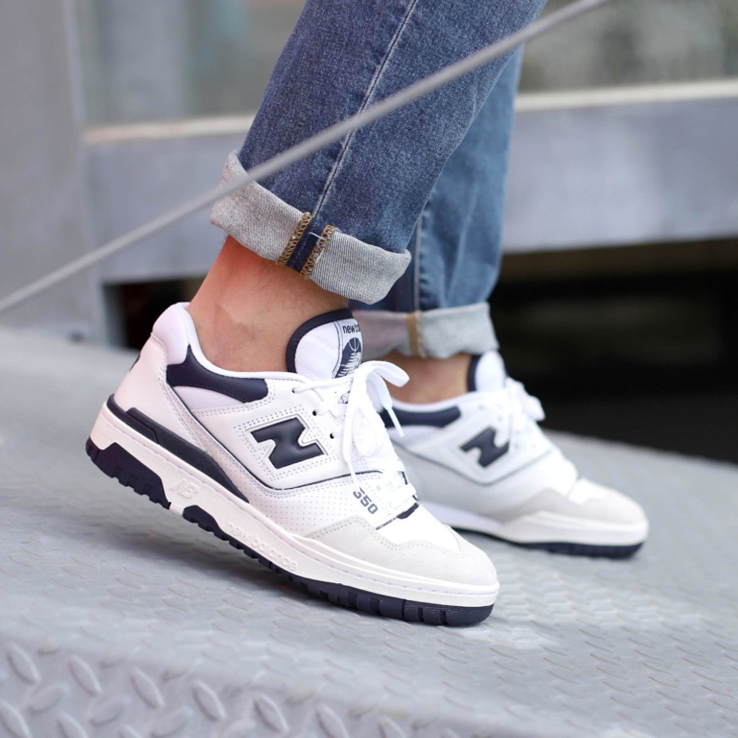 New Balance 550 ‘White Navy’ — UK 3.5 | EU 36 | US 4 — Lifestyle View