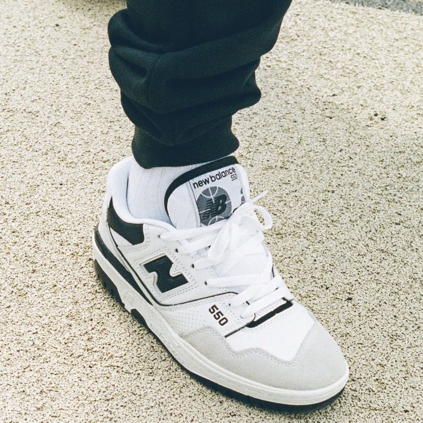 New Balance 550 'Sea Salt Black' — UK 3.5 | EU 36 | US 4 — Lifestyle View