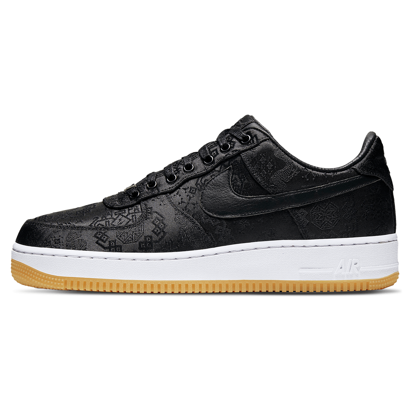 Fragment Design x CLOT x Nike Air Force 1 'Black Silk' — UK 3 | EU 35.5 | US 3.5 — Front View