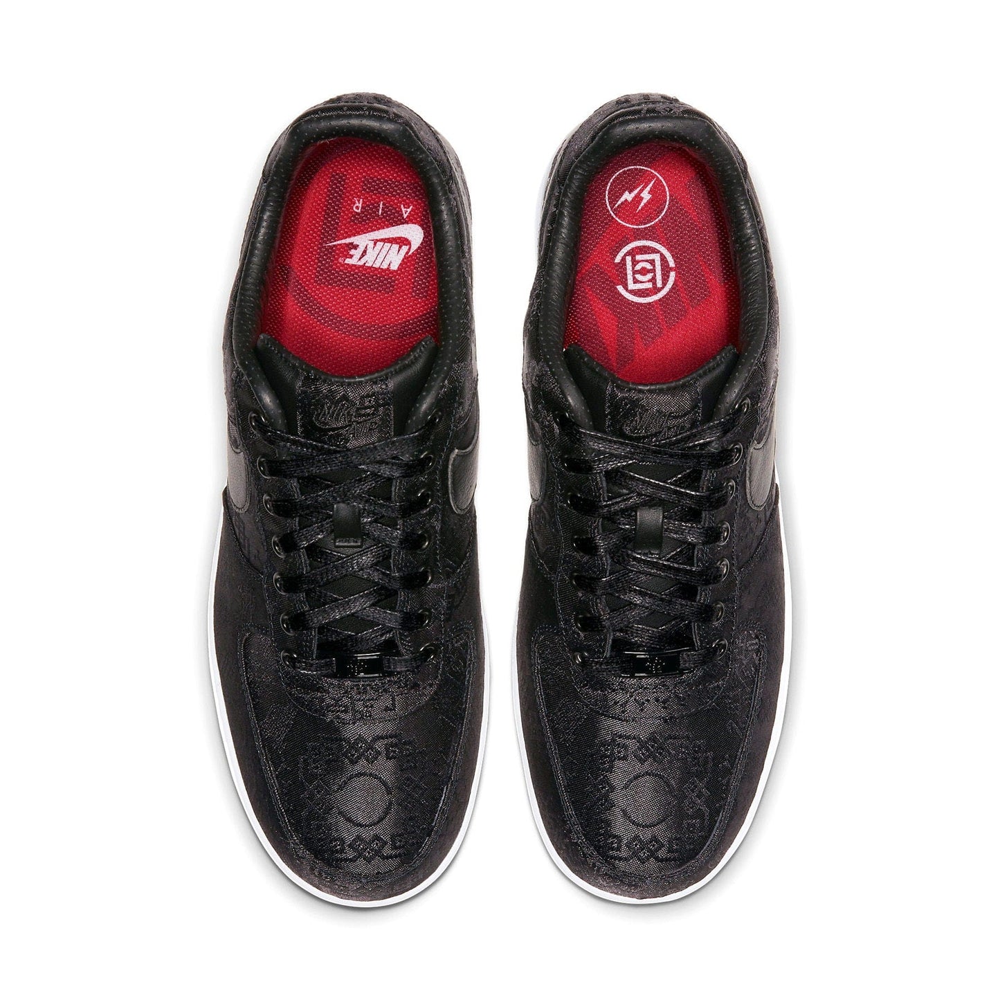 Fragment Design x CLOT x Nike Air Force 1 'Black Silk' — UK 3 | EU 35.5 | US 3.5 — Back View
