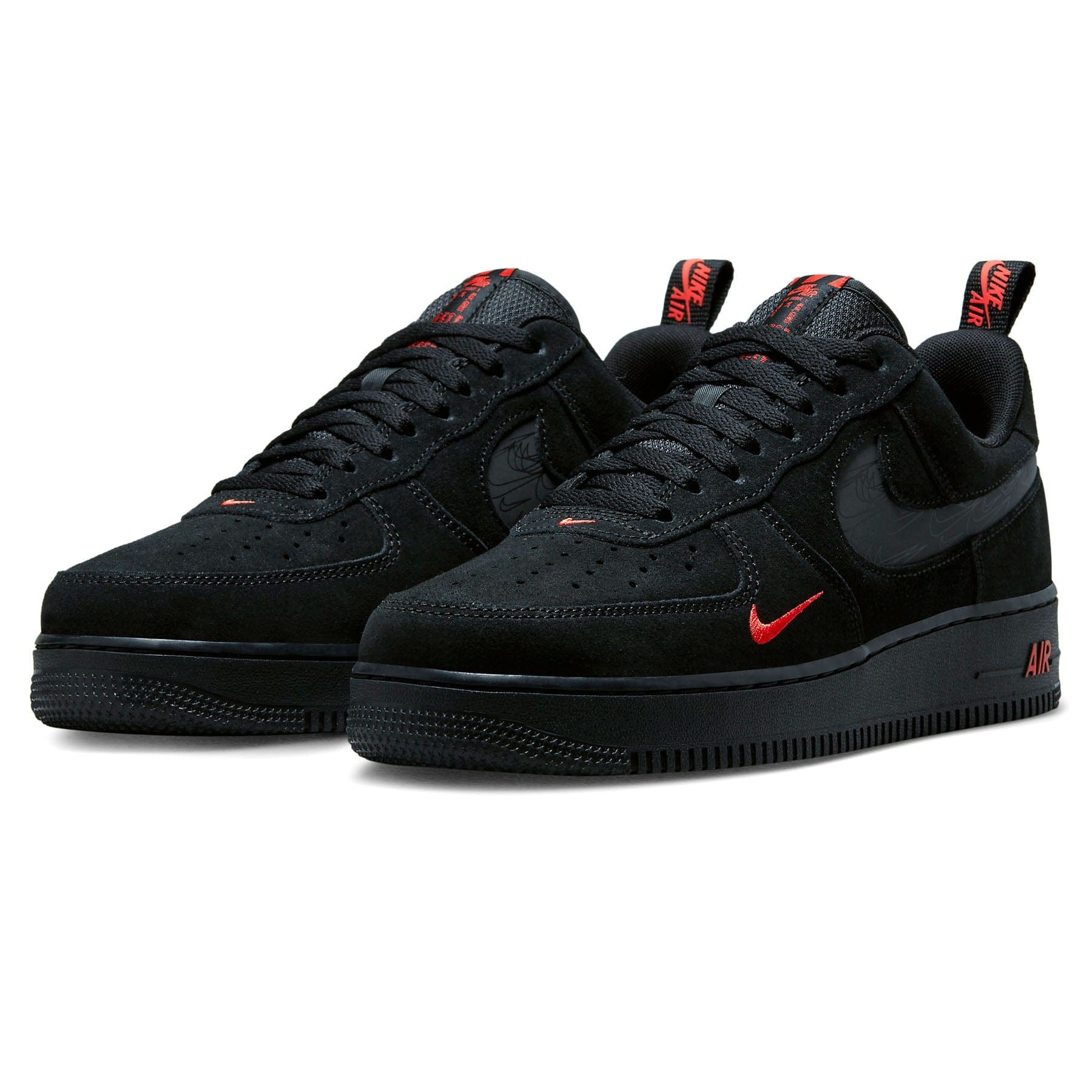 Nike Air Force 1 '07 LV8 'Multi-Swoosh - Black Crimson Reflective' — UK 3 | EU 35.5 | US 3.5 — Side View