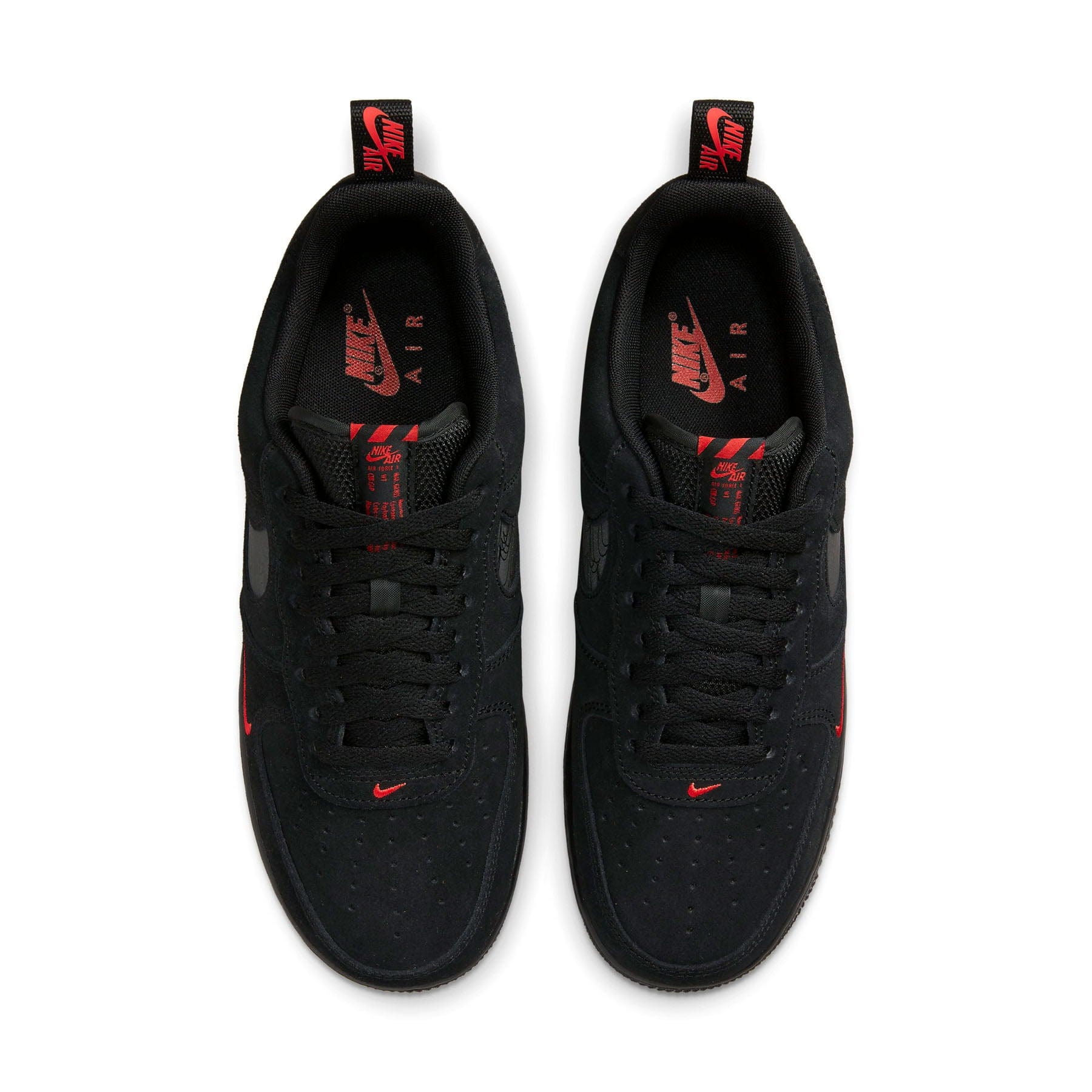 Nike Air Force 1 '07 LV8 'Multi-Swoosh - Black Crimson Reflective' — UK 3 | EU 35.5 | US 3.5 — Back View