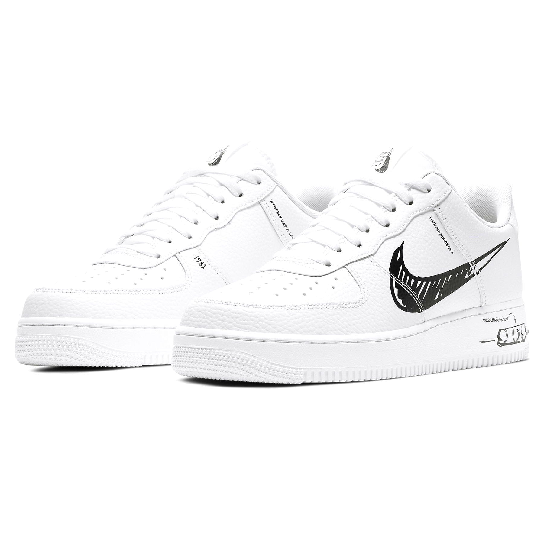 Nike Air Force 1 Low 'Sketch - Black' — UK 3 | EU 35.5 | US 3.5 — Side View