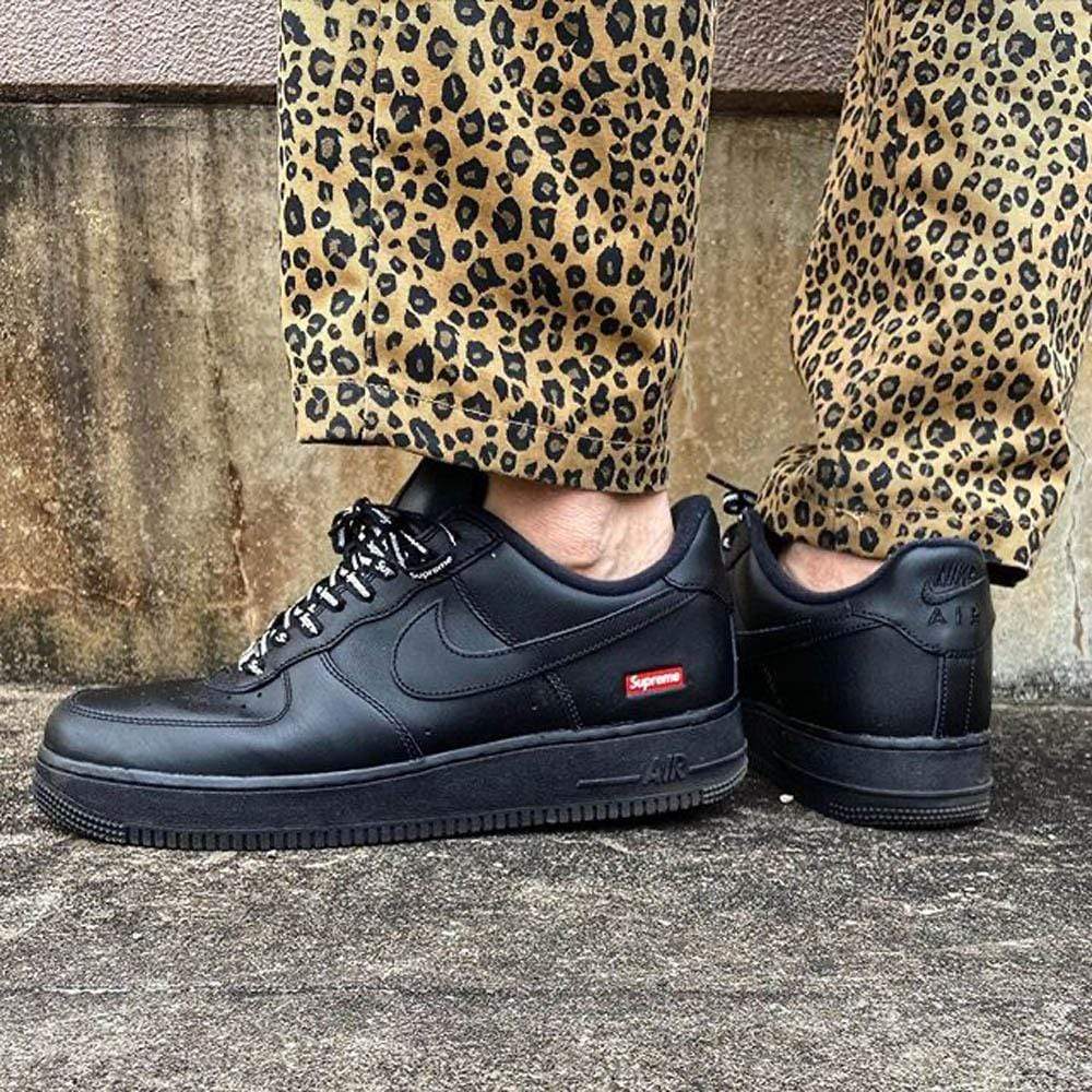 Supreme x Nike Air Force 1 Low 'Box Logo - Black' — UK 3 | EU 35.5 | US 3.5 — Lifestyle View