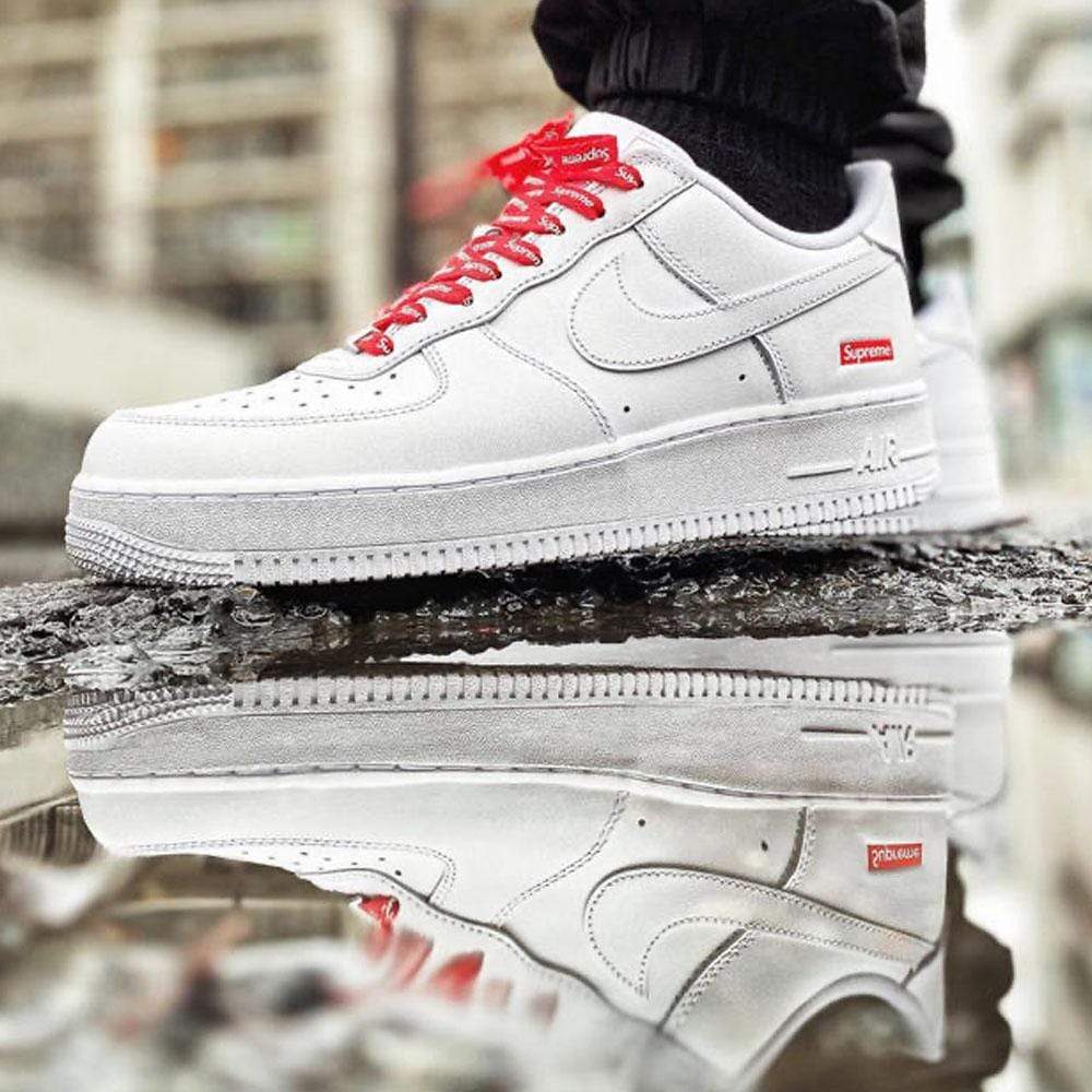 Supreme x Nike Air Force 1 Low 'Box Logo - White' — UK 3 | EU 35.5 | US 3.5 — Lifestyle View