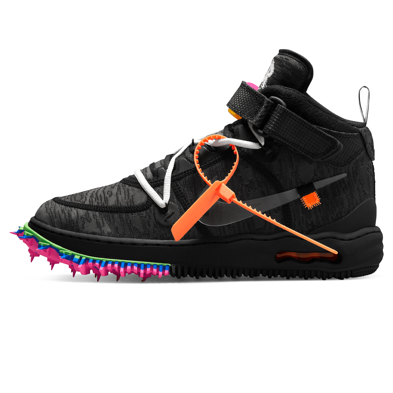 Off-White x Nike Air Force 1 Mid 'Black' — UK 3 | EU 35.5 | US 3.5 — Front View