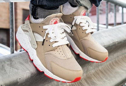 Nike Air Huarache 'Light Beige & Laser Crimson' — UK 3 | EU 35.5 | US 3.5 — Side View
