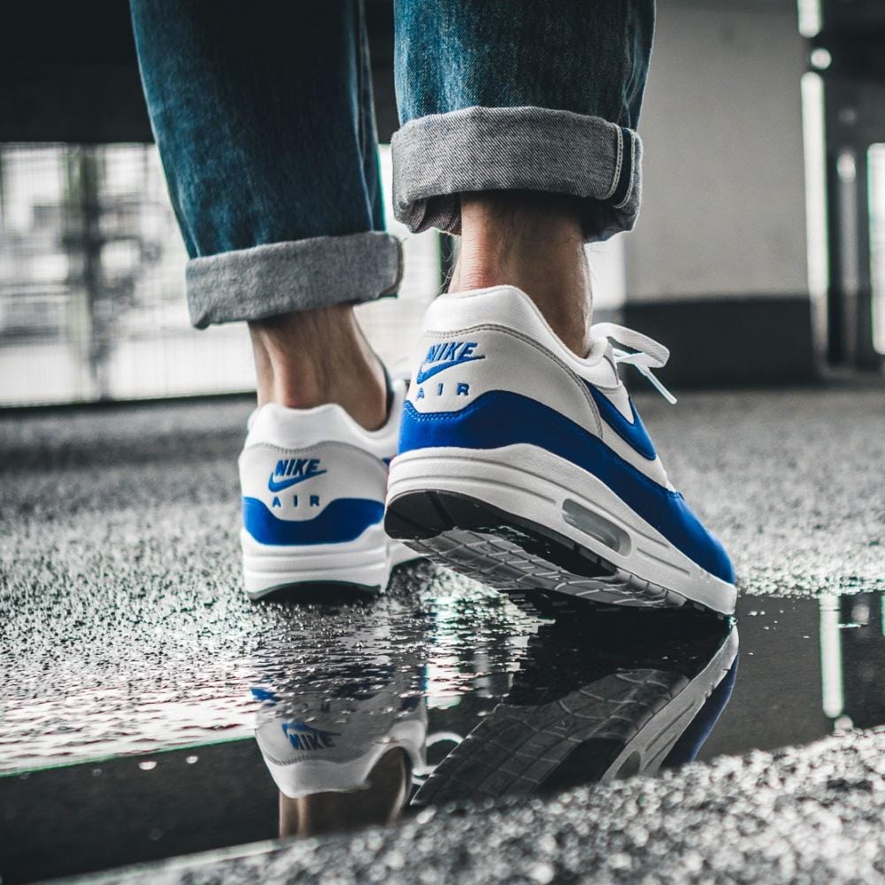 Nike Air Max 1 OG Anniversary White-Game Royal — UK 3 | EU 35.5 | US 3.5 — Lifestyle View