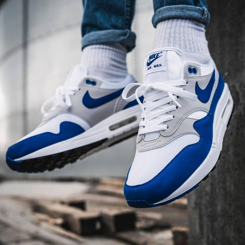 Nike Air Max 1 OG Anniversary White-Game Royal — UK 3 | EU 35.5 | US 3.5 — Detail View