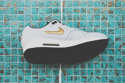 Nike Air Max 1 Premium QS "Gold Hypervenom" — UK 3 | EU 35.5 | US 3.5 — Top View