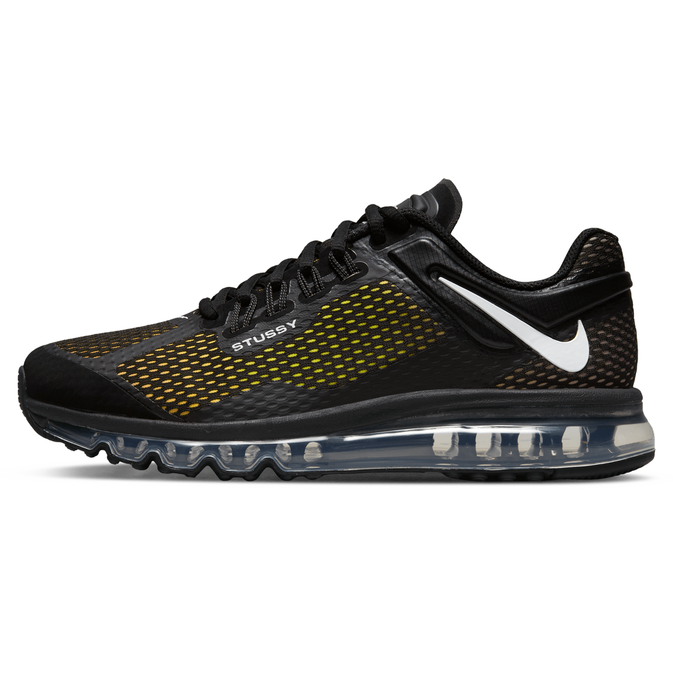 Stussy x Air Max 2013 'Black' — UK 3 | EU 35.5 | US 3.5 — Front View