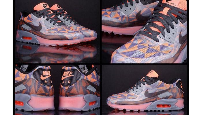 Nike Air Max 90 Ice Wolf Grey-Black-Atomic Orange — UK 3 | EU 35.5 | US 3.5 — Side View