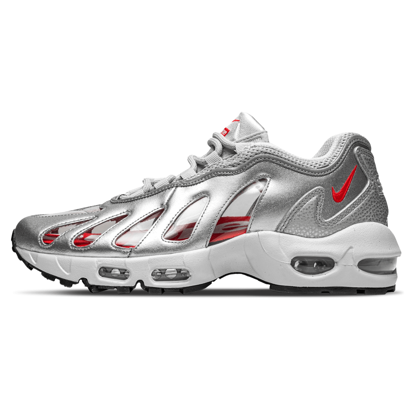 Nike x Supreme Air Max 96 'Metallic Silver' — UK 3 | EU 35.5 | US 3.5 — Front View