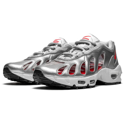 Nike x Supreme Air Max 96 'Metallic Silver' — UK 3 | EU 35.5 | US 3.5 — Side View