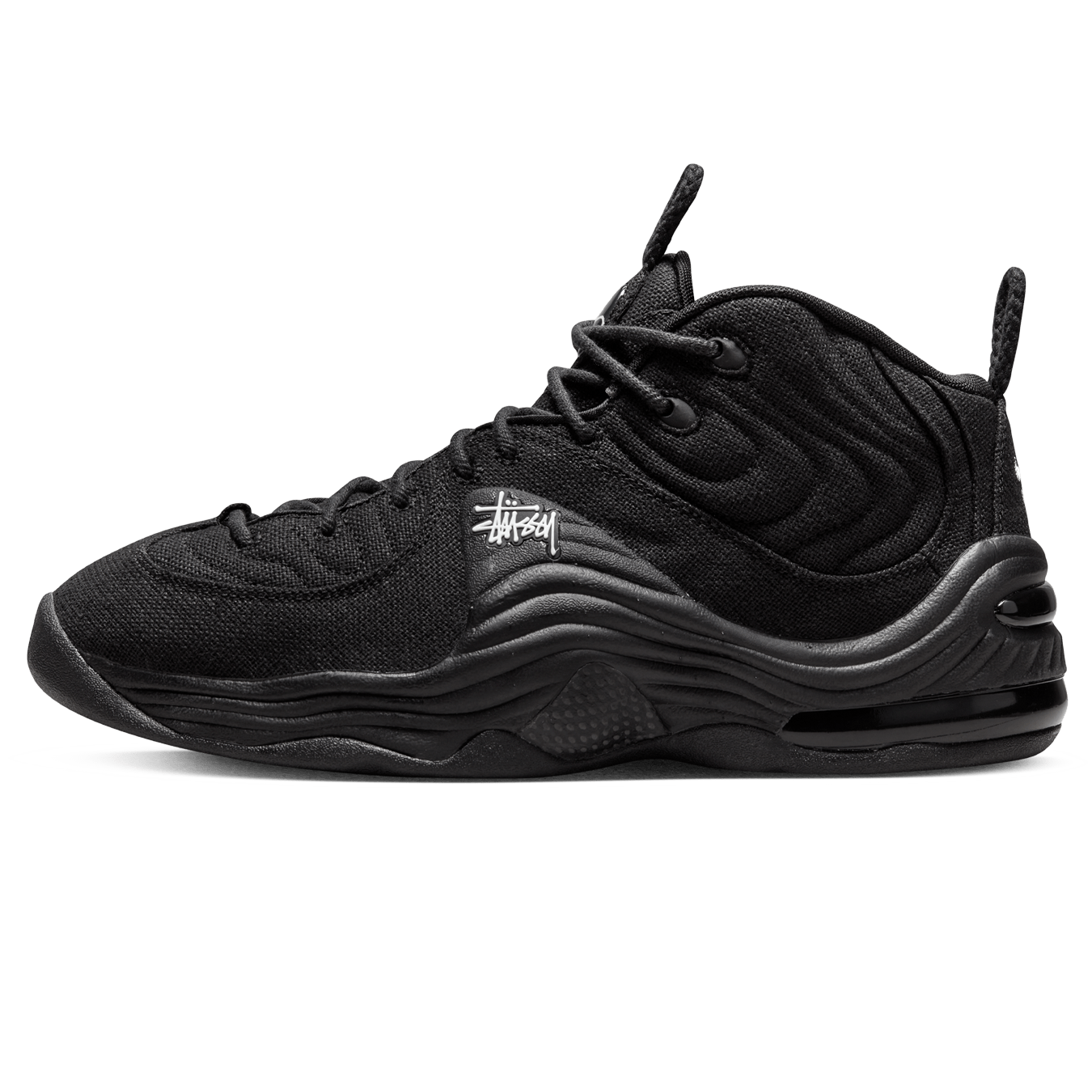 Stussy x Nike Air Penny 2 'Black' — UK 3 | EU 35.5 | US 3.5 — Front View